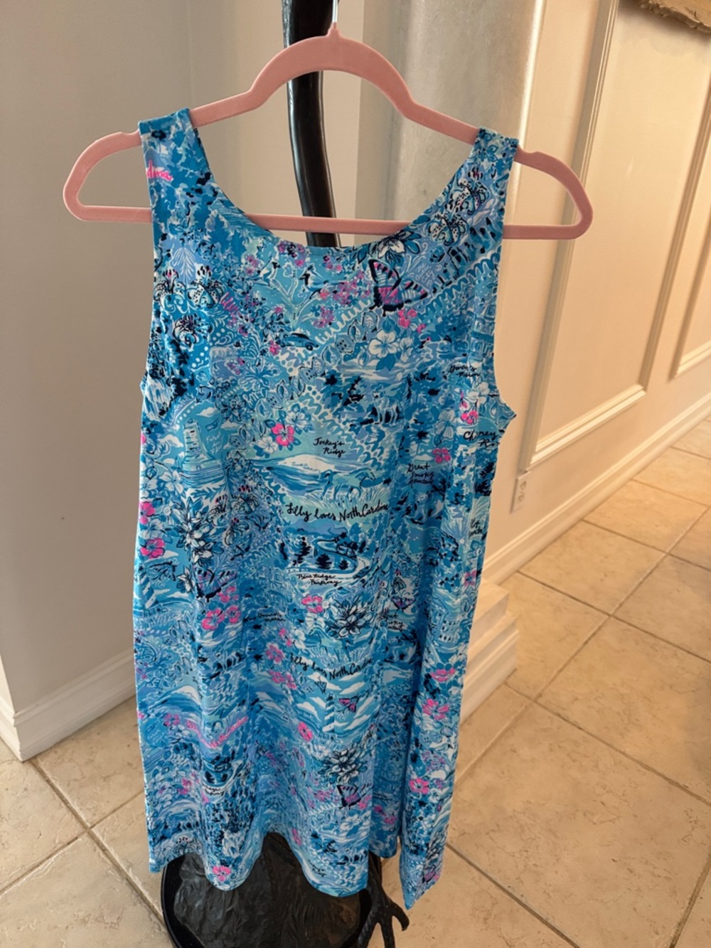 Lilly Pulitzer Light Blue Floral Print Tank Dress